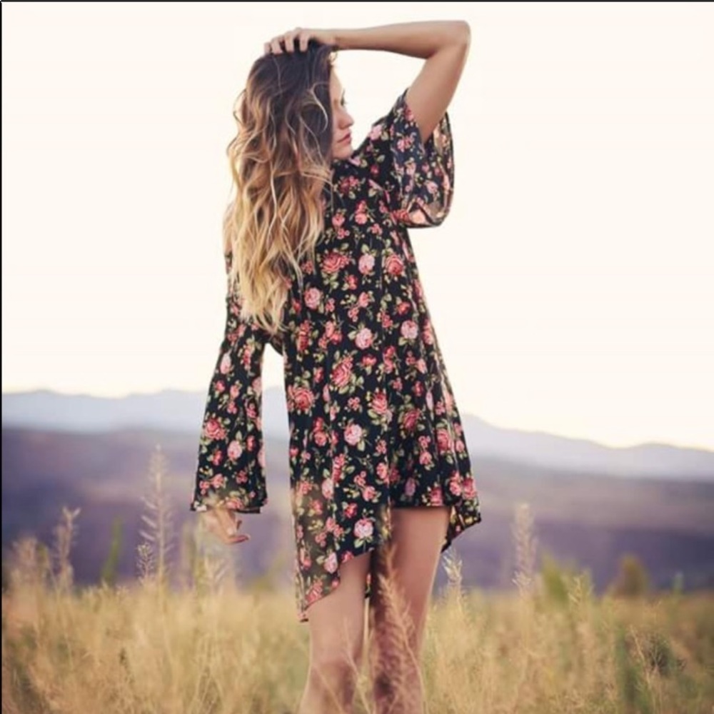 EYES OF SIMONE BOHO TUNIC A SHAPED DRESS NWT XS SUMMER COACHELLA
